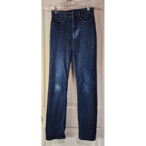 NYDJ Marilyn Womens Size 0 Jeans Straight Leg Mid Rise Dark Wash Lift Tuck